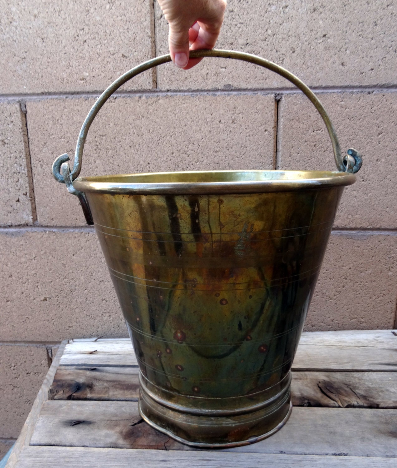 Antique Brass Pail Sambar Br Bucket Cauldron Planter