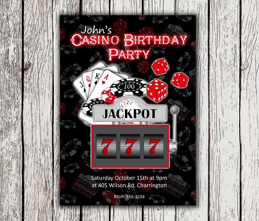 casino theme invitation template