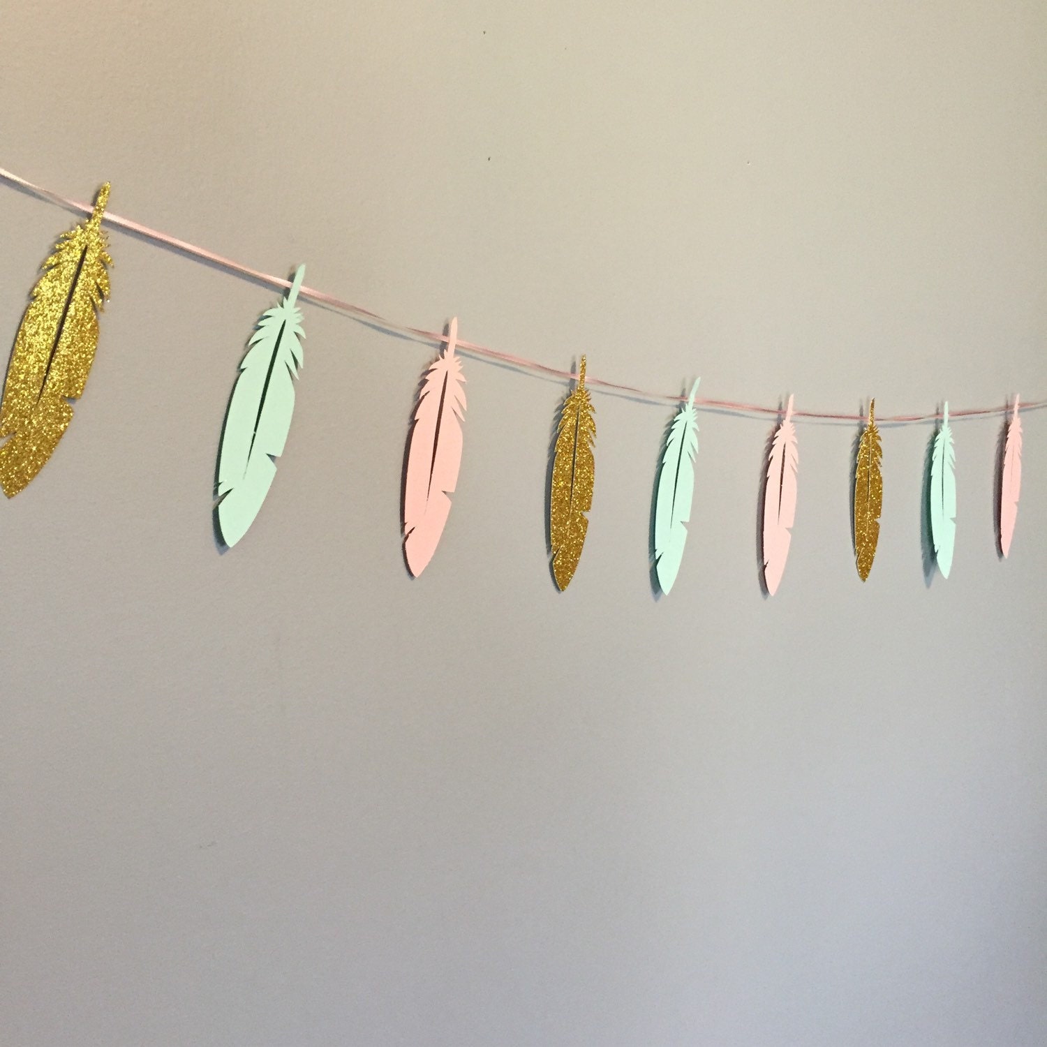 Feather garland boho garland boho banner by GoldenArrowBoutique