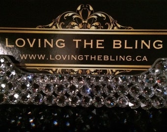 Swarovski Crystal Desk Clear Acrylic Business Card Holder With Front & Sides Only Swarovski Crystal Coverage
