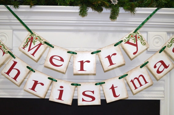 Merry Christmas banner Holiday Banner Christmas Garland