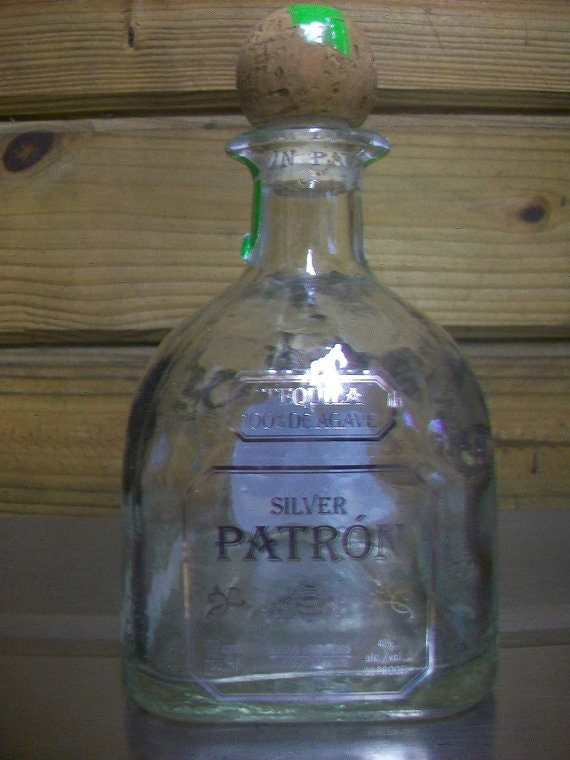 Patron Silver 750 ml Clear Empty Bottle With Cork Crafts