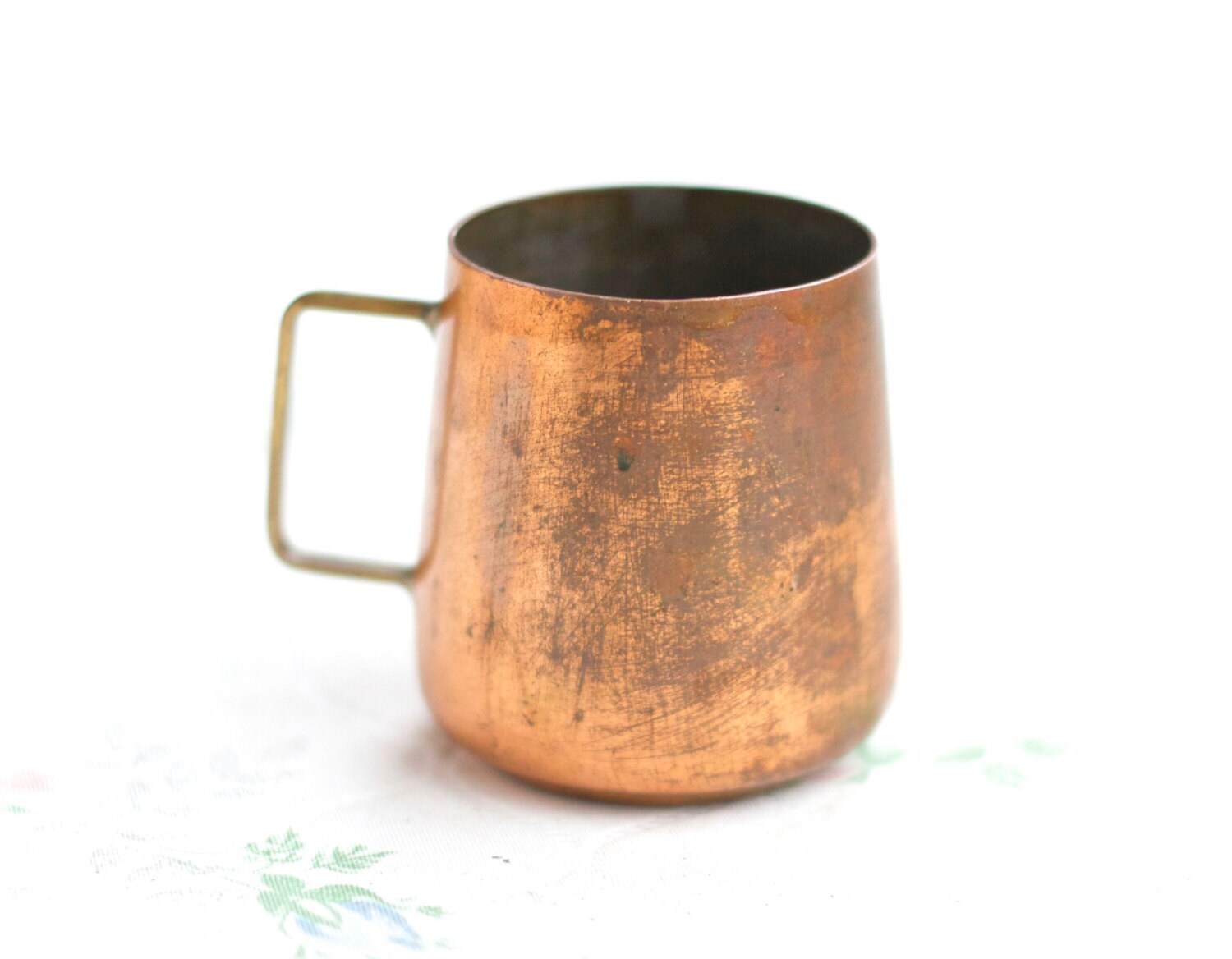 Miniature Copper Cup with Brass handle Rustic tiny Mug