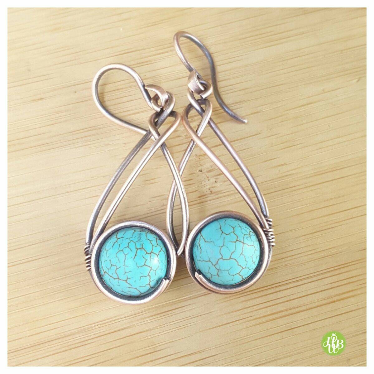 Turquoise Howlite Wire Earring Wire Wrapped Jewelry