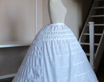 Crinoline white Victorian dress, 1860 Elliptical + Pad with metal slats