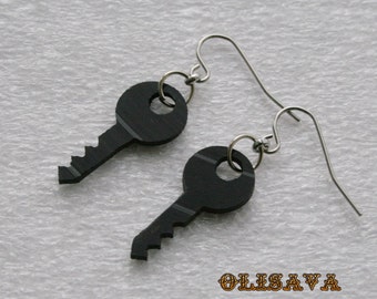 Vinyl record earrings , Vinyl record jewelry , recycled jewelry earrings , keys earrings