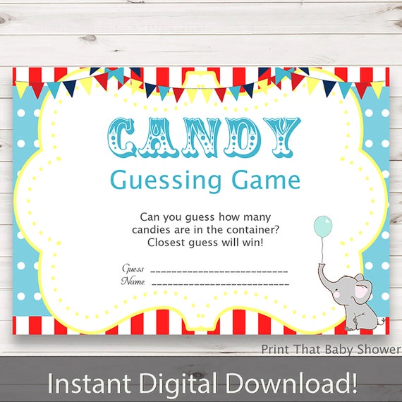 Baby Shower Games Candy Guessing Game Circus Baby Shower Circus Shower Games Guess How 