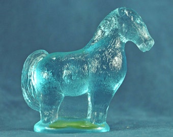 blue glass horse figurine