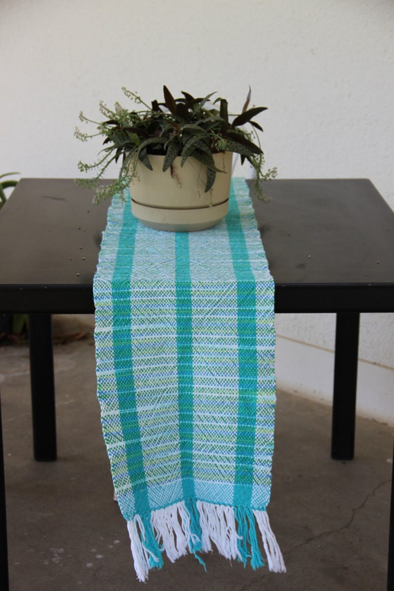 Woven Blue table runner by ReidsGift on Etsy