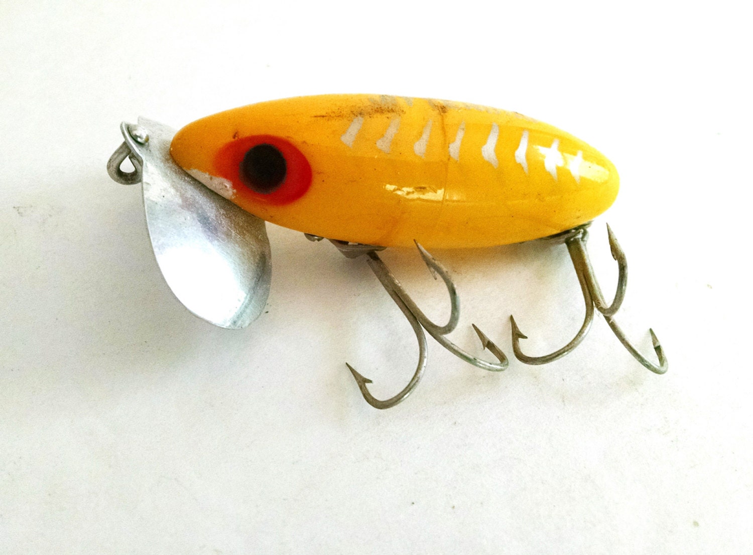 Vintage Fishing Lure Jitterbug Fred Arbogast in Yellow Color