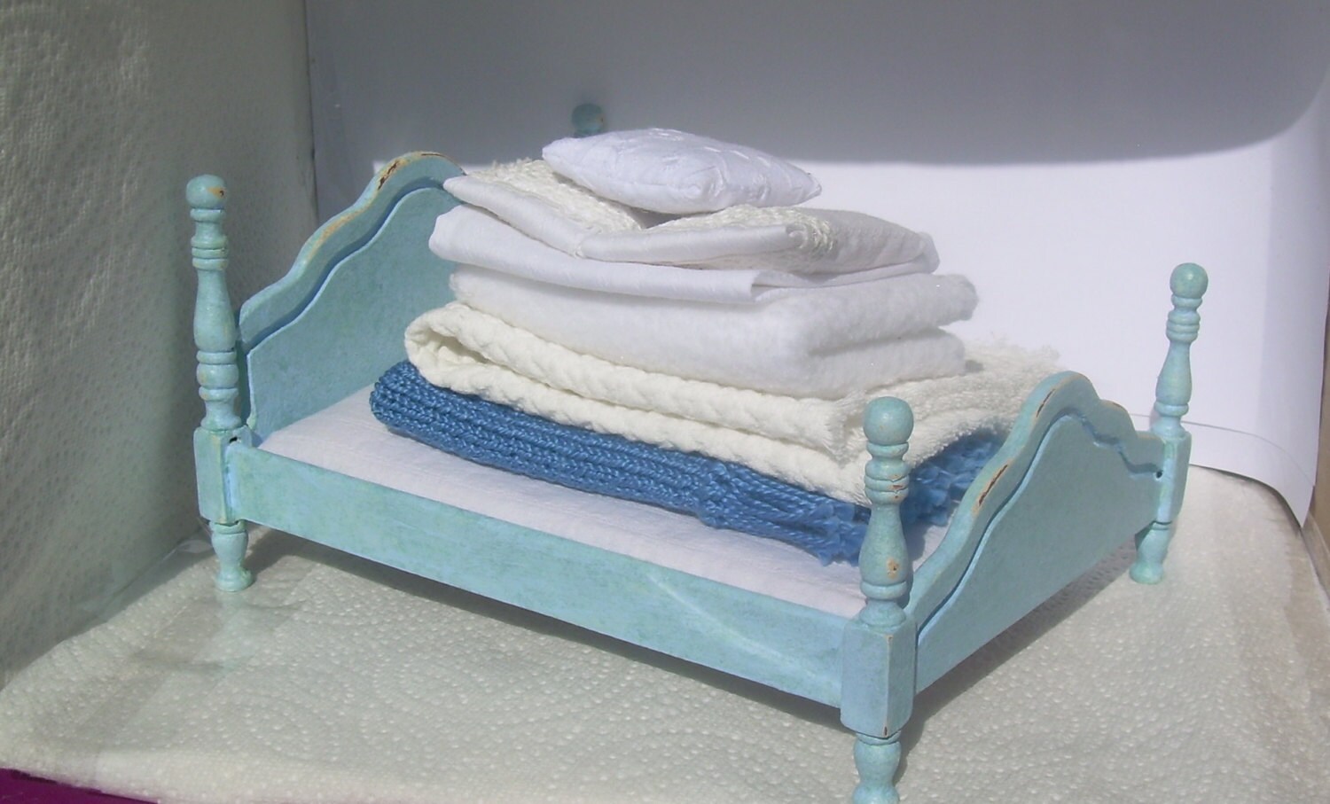1 12 scale dolls house shabby chic double bed and bedding 1 12 scale dolls house shabby chic double bed and bedding
