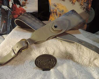 Guitar Strap- Handmade grey smooth Leather