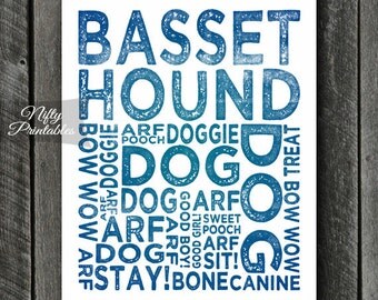 Basset Hound Print - INSTANT DOWNLOAD Basset Hound Art - Basset Hound Poster - Basset Hound Gifts - Printable Basset Hound Wall Art