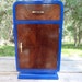 Mid Century Cobalt Blue End Table Nightstand Wood & Painted