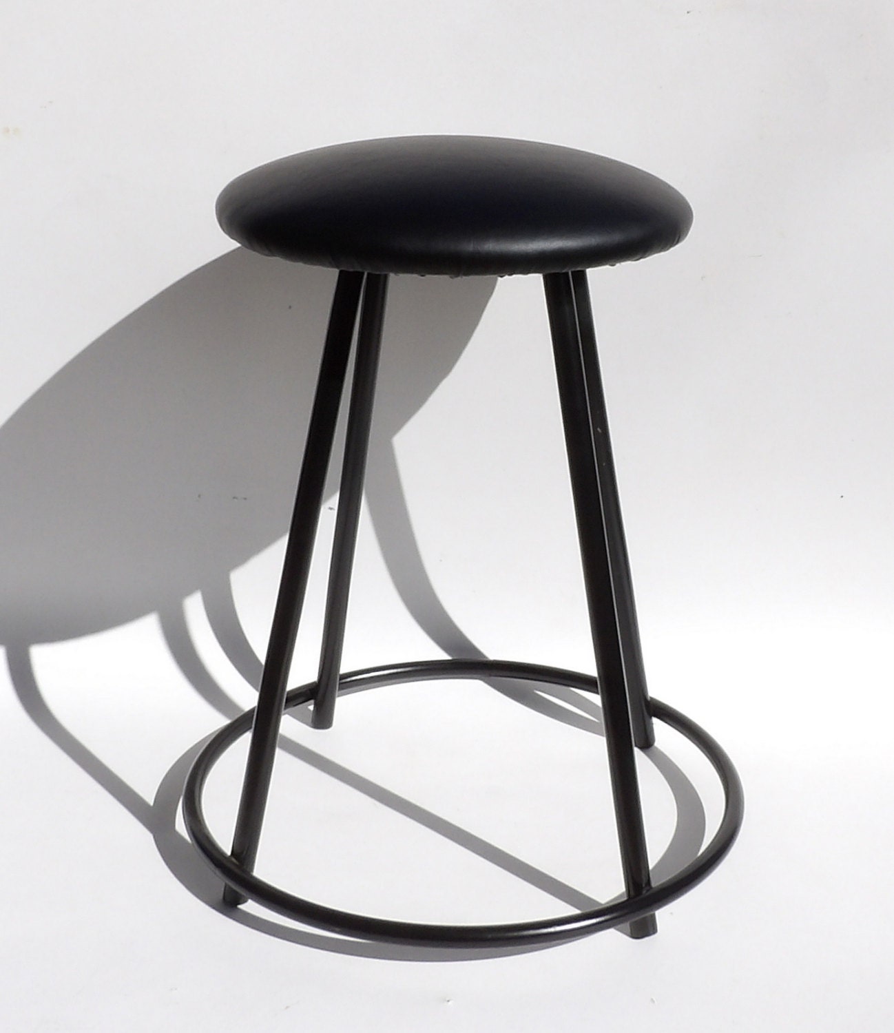 Black Bar Stools Swivel Low Metal Steel Industrial Set Of 3