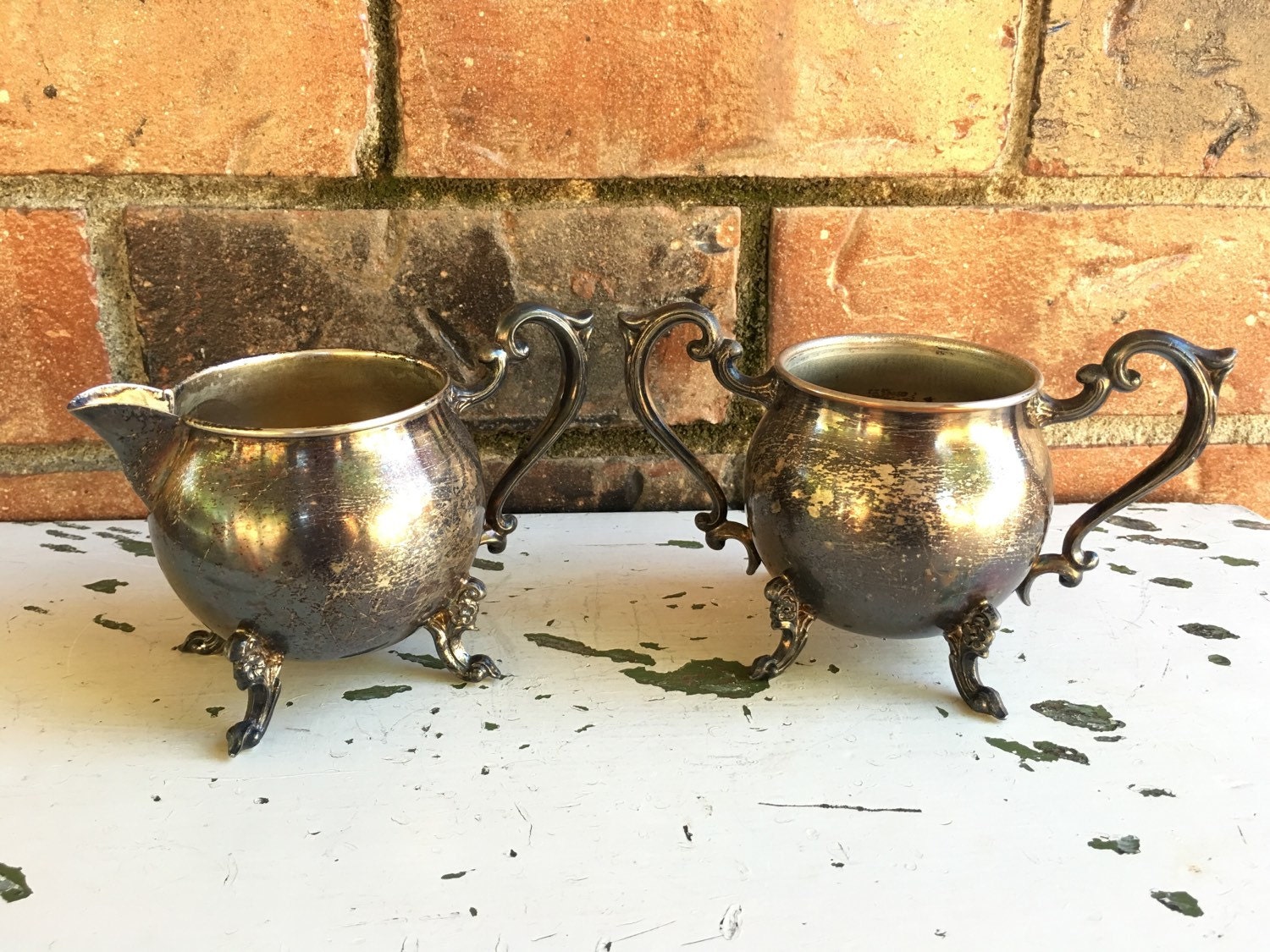 Vintage Sheffield Silver on Copper Ornate Footed