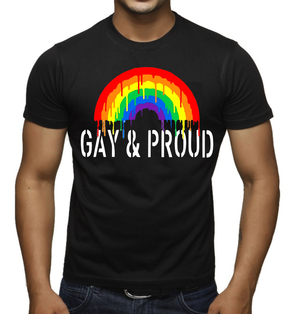 Gay & Proud Melting Rainbow Men's T Shirt all size S-3XL
