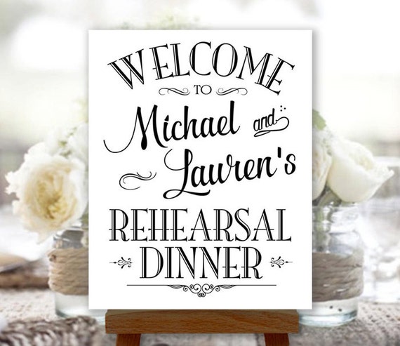 Rehearsal Dinner Sign Welcome Black and White by PrintablePixels