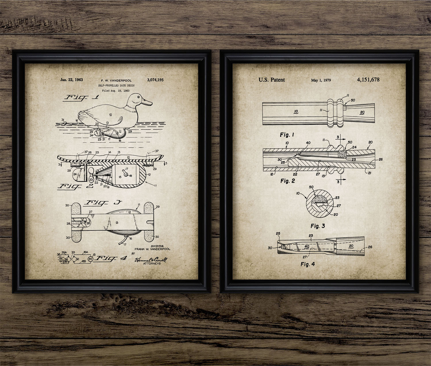 Vintage Duck Hunting Patent Print Set Of 2 Prints Duck