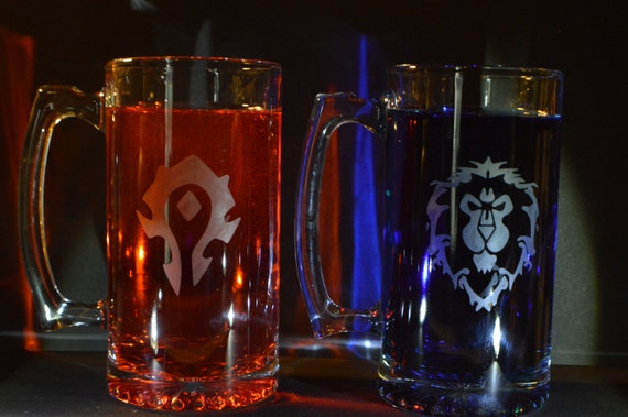 World of Warcraft etched Mugs (27 oz) set of 2 fan art