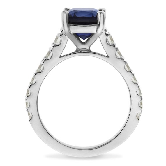 Sapphire & Genuine Diamonds Engagement Ring 18kt White Gold