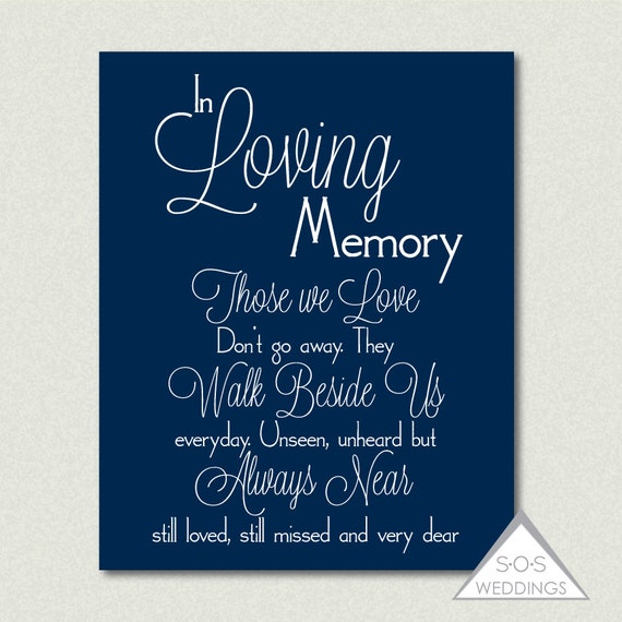 In Loving Memory Wedding Sign Those We Love Not Far Away