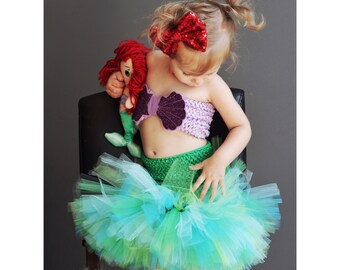 Mermaid Tutu Dress- Mermaid Costume- 0-6 Years- Purples, Blues, & Greens, Pink Mermaid Costume, Mermaid Party Outfit