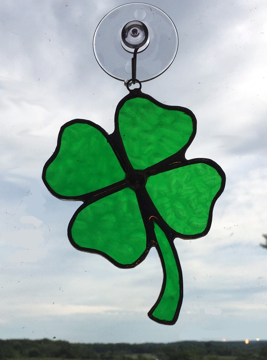 Stained Glass FourLeaf Clover Suncatcher by QTSG on Etsy