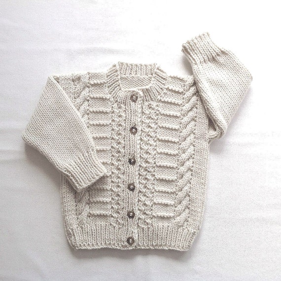 Toddler Aran cardigan 12 to 24 months Baby Aran sweater