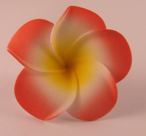 Hawaiian Luau Plumeria Frangipani Flower Lapel Pin Red