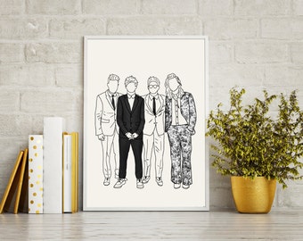 AMAs Print illustration Drawing Portrait Art Interiors Decor Matte Gloss One Direction Harry Styles Louis Tomlinson Niall Horan Liam Payne