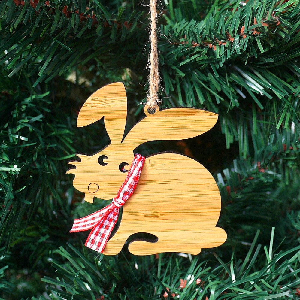 Bunny Rabbit Wooden Christmas Ornament Christmas Tree