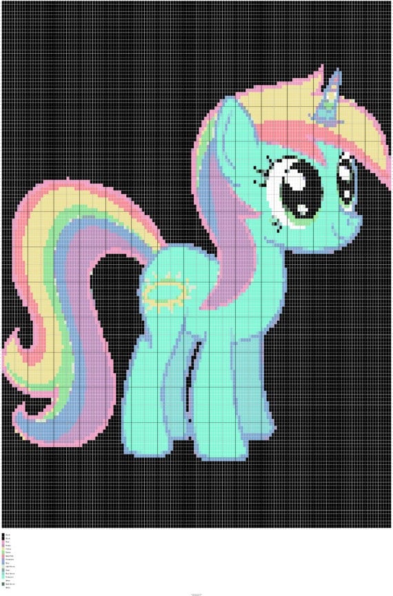 Crochet My Little Pony Unicorn Chart Unicorn Colorwork Graph