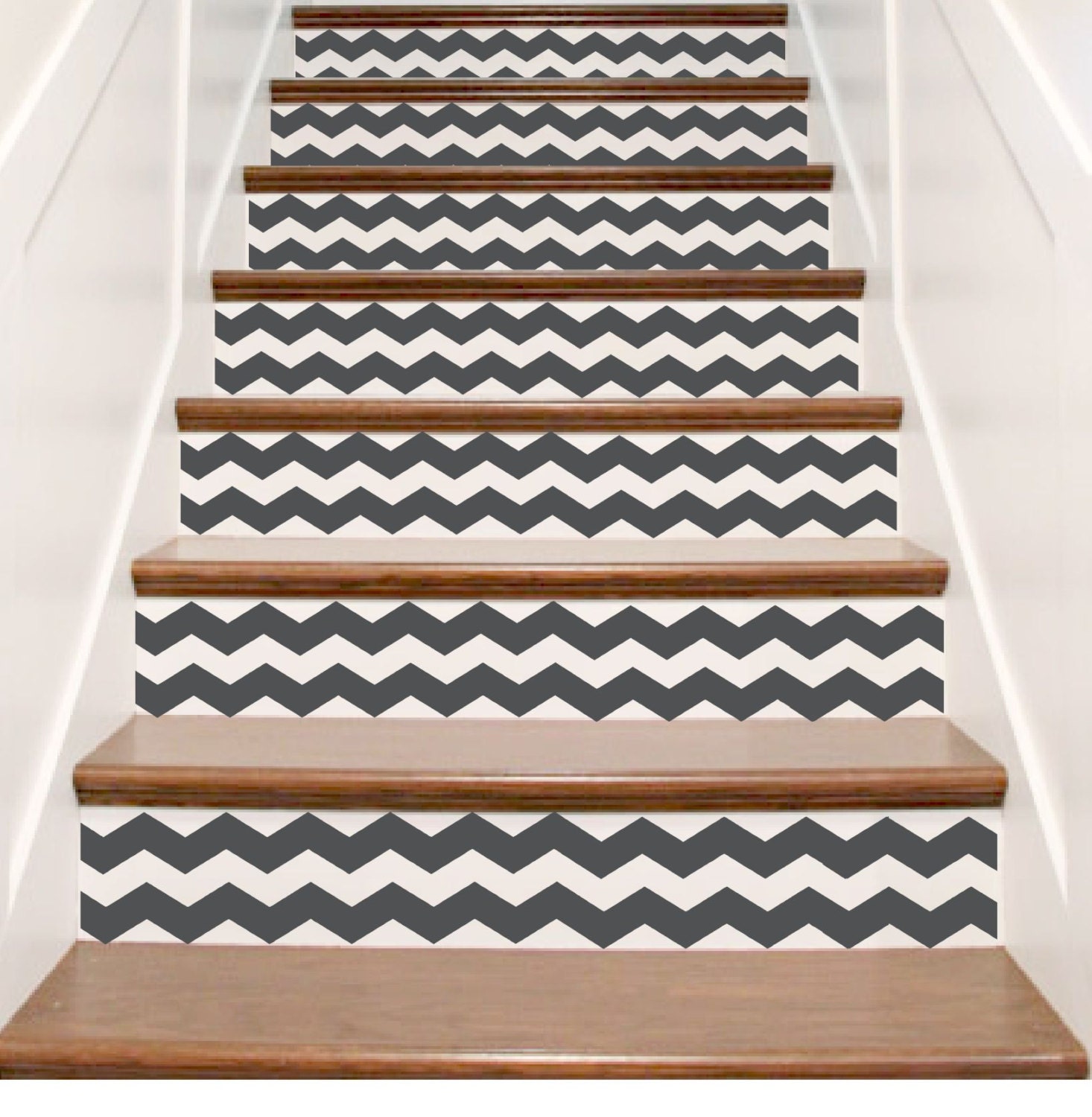 Vinyl CHEVRON Stair Riser Decals . Staircase Stickers . Custom