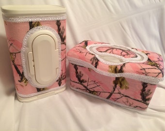 Real tree Pink Camo Wipe Case/ nursery wipe case/ custom wipe case/ diaper bag wipe case/ country girl/ country/ pink came/ newborn girl