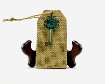 Burlap Christmas Ornament, Wooden Christmas Ornament, Key Christmast Ornament, Christmas Ornaments, Holiday Decor, Christmas Decor