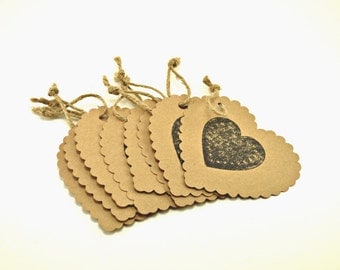 Kraft Paper Tags, Gift Tags, Favor Tags, Wedding Favor Tags, Heart Gift Tags, Heart Favor Tags
