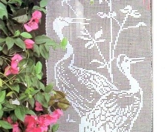 PDF Crochet pattern curtains-tend - filet curtains with herons- tend- Home decor - vintage crochet