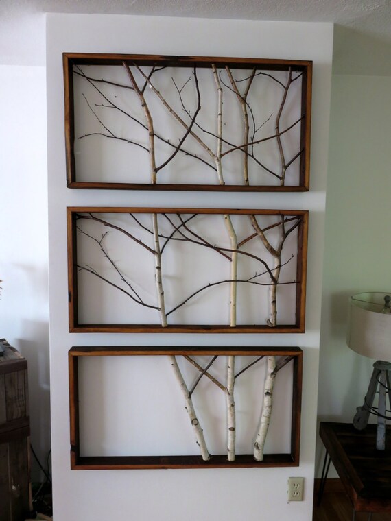 Reclaimed Wood & White Birch Wall Art. Custom for Seema