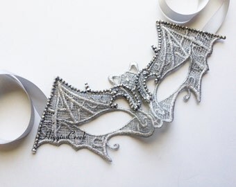 Bat girl's Mask, Bat Mask, Halloween BatMasks, Halloween Mask, Bat Lace Mask in Black, Gold or Glitter detail
