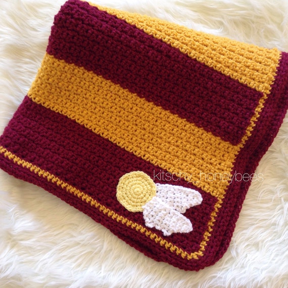 idea blanket crochet Harry blanket, Golden baby baby Potter Gryffindor blanket, Crochet