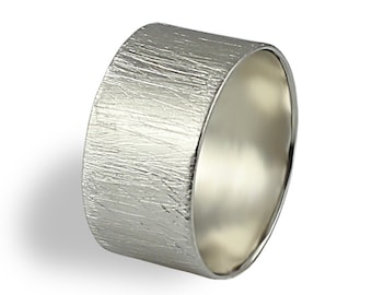 White Gold Wedding Band , Wide Wedding Ring , Texture Wedding Band , Texture Ring , Unique Wedding Ring , Wide Gold Ring , Hammered Band
