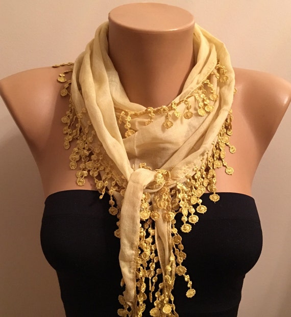 Yellow Cotton Scarf Spring/Summer Scarf Yellow by EcoScarvesDesign
