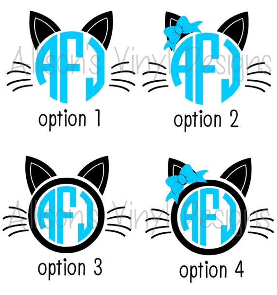 Cat Monogram Decal Monogram Cat Decal Monogram Car Decal