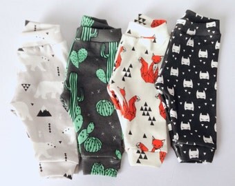 Organic baby boy legging batman cactus fox and polar bear print slim fit pant with bum pannel
