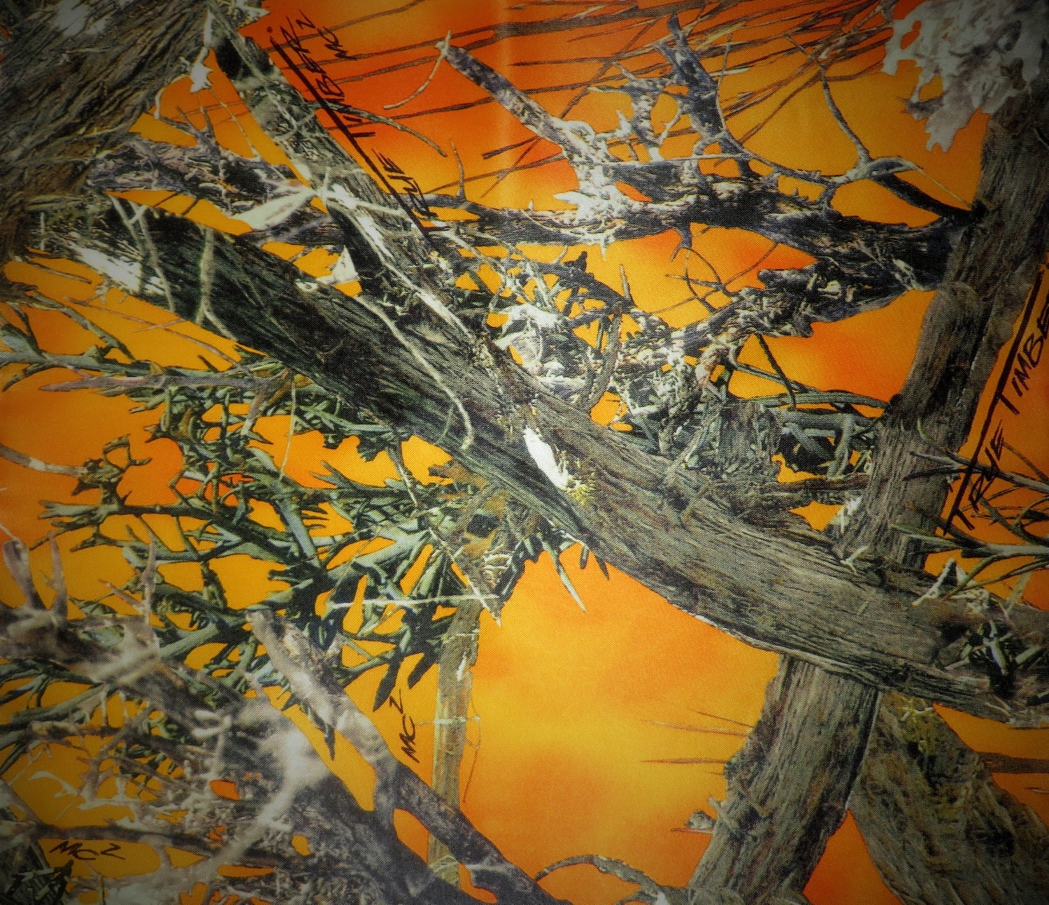 Orange True Timber Camo Bridal Satin Fabric Camo Fabric