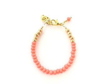 Baby Bracelet, Personalized Baby Bracelet, Baby Gifts, Little Girl Bracelet, Personalized Girl Gift, New Baby Gift, Orange Coral