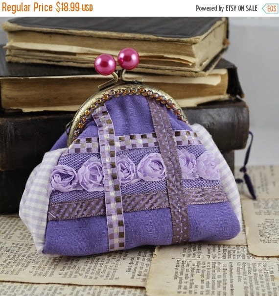 Christmas sale purple coin purse small purse by Fantazzihandmade