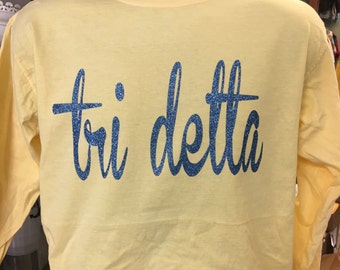 Delta Delta Delta Comfort Colors Glitter Shirts