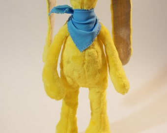 PLUSH Yellow Bunny, Handmade Stuffed Yellow hare. For Kids, Nursery decor.